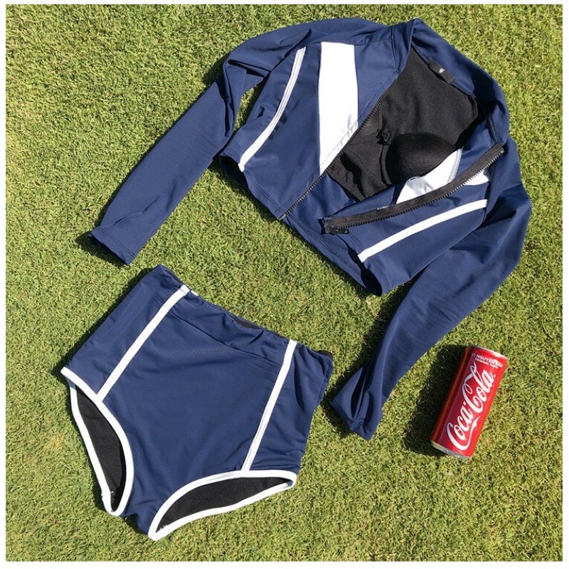 Bikini Đi Biển Dài Tay Đồ Bơi Nữ 2021 Chống Nắng Quảng Châu Chất Đẹp Xanh Dương DTXD 368 | BigBuy360 - bigbuy360.vn