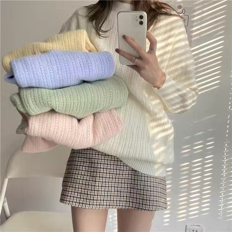 Áo len dệt kim mềm mại gam màu pastel nhẹ nhàng