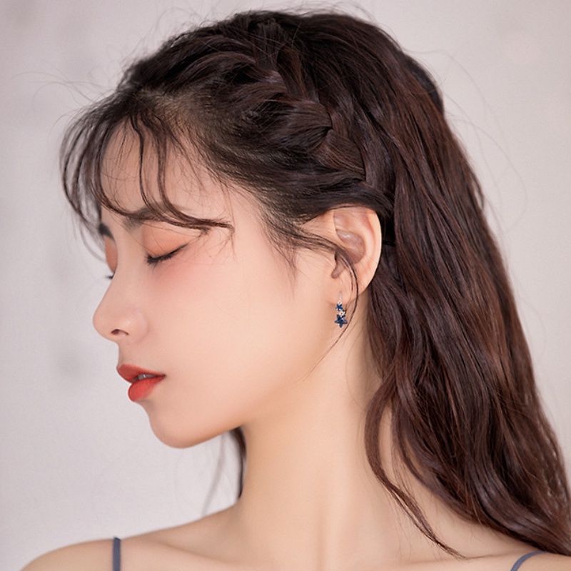 Bông tai ngôi sao năm cánh cao cấp thời trang hàn quốc bông tai màu xanh thanh lịch