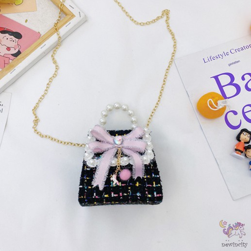 Túi Đeo Chéo Đính Nơ Và Ngọc Trai Dễ Thương Cho Bé Gái