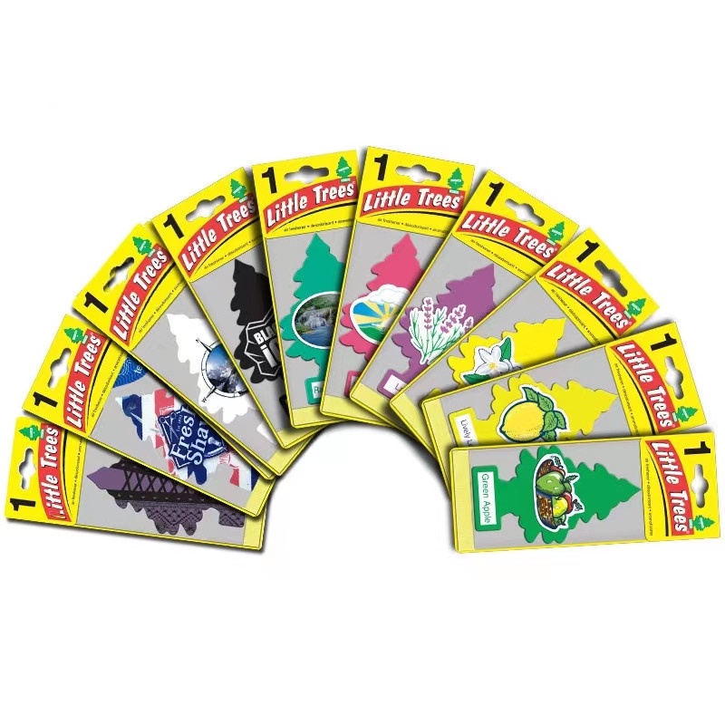Set 2 Phụ Kiện Trang Trí Xe Hơi Hình Cây Nhỏ Dễ Thương Có Hương Thơm Khử Mùi Lâu Trôi