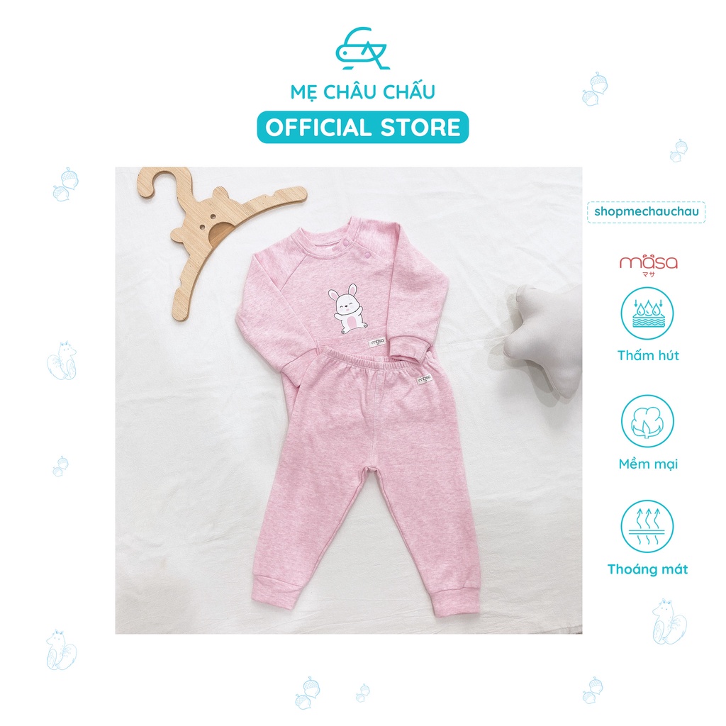 Bộ quần áo cài vai dài nhung túi nỉ bé trai bé gái Yume Masa (Size 6-9 Tháng đến 2-3 Tuổi)