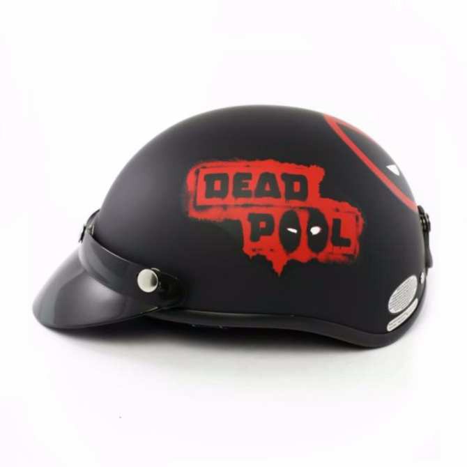 Tặng Chong Chóng Mũ Bảo Hiểm Phượt Nửa Đầu Dead Pool và Kính UV Cao Cấp