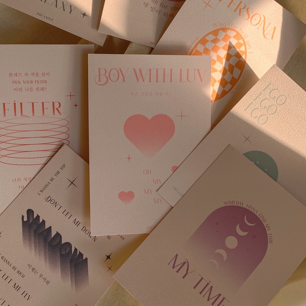 Dreambie | Bangtan tracklist postcard trang trí