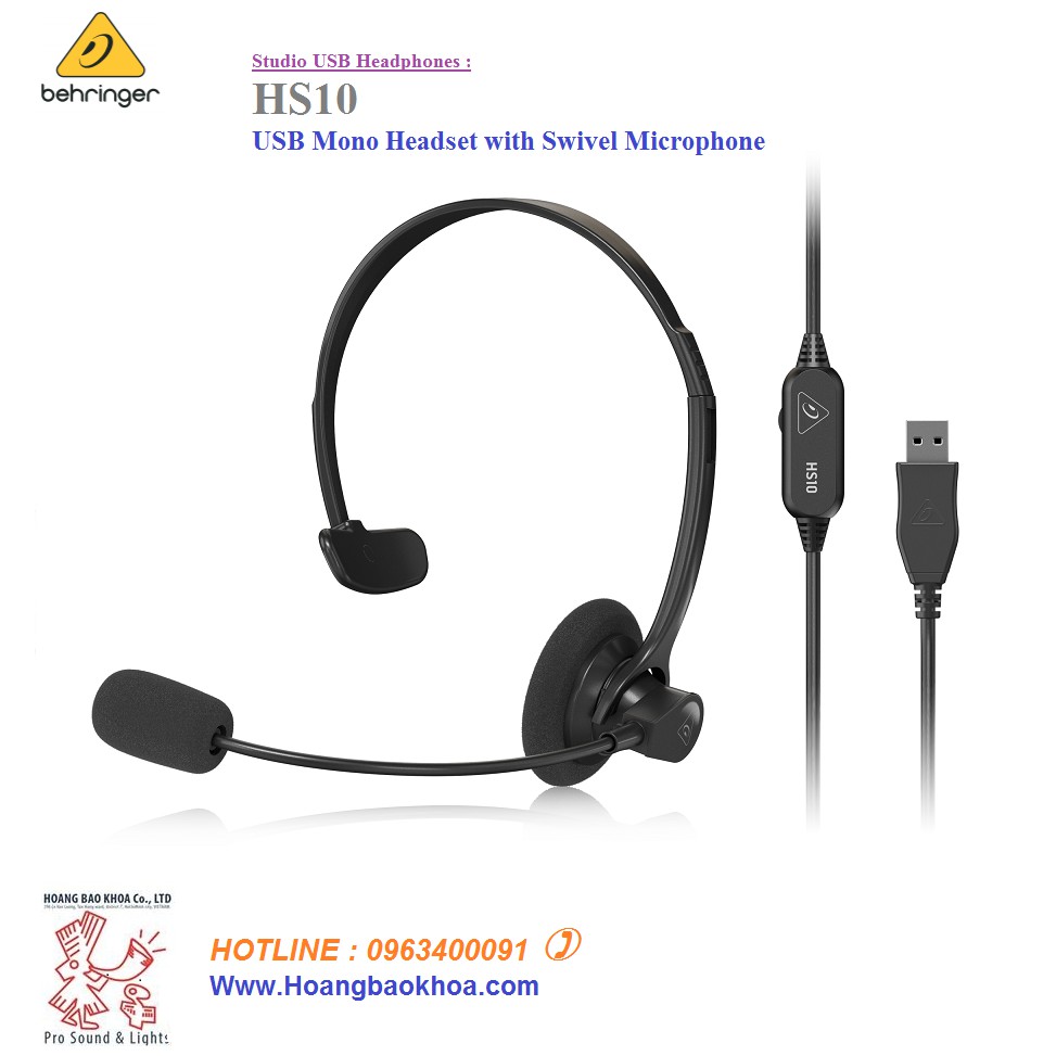 Tai Nghe USB Behringer HS10 & HS20 - Studio USB Headphone Chính Hãng Behringer