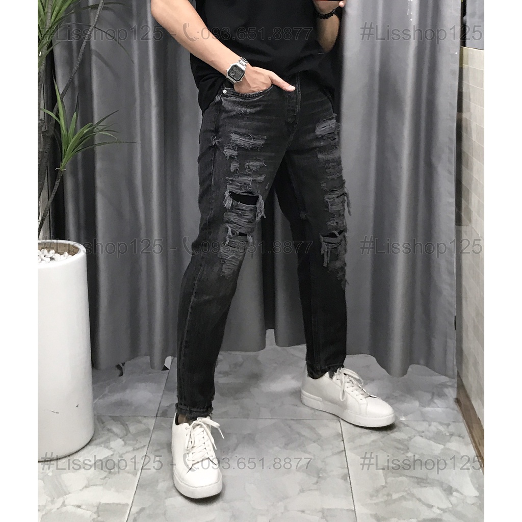 Quần Jeans Nam ZARA Authentic Slim Fit Rách Đáp Kín Fit Đẹp