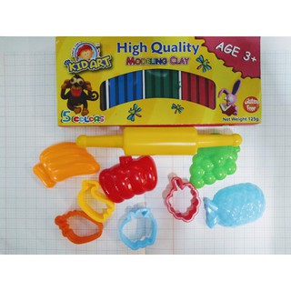 Đất nặn bột nặn 5 màu Kidart Nhập khẩu Thái Lan Loại 1 TẶNG KÈM BỘ KHUÔN 9 MÓN TẠO HÌNH
