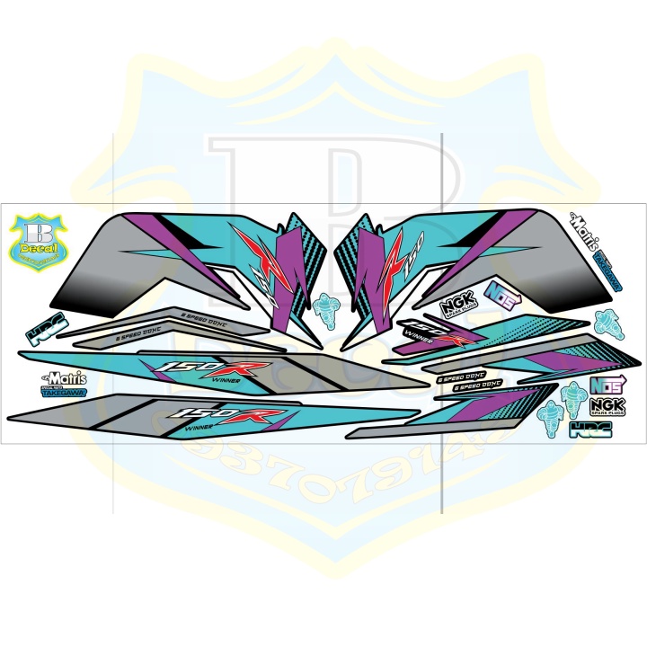 ( Quí khách vui lòng mang ra tiệm cho thợ dán ) Tem winner v1 R150 xanh ngọc