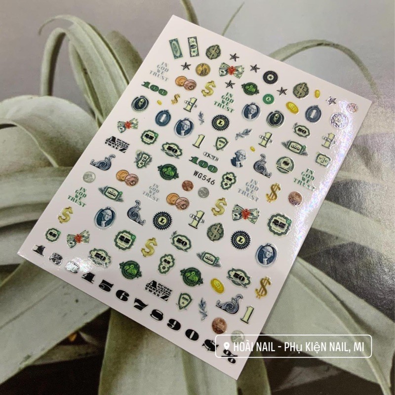 sticker đô la - phụ kiện nail