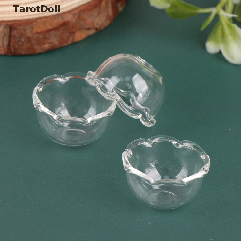 Bộ 4 Chén Dĩa Thủy Tinh Trang Trí Nhà Búp Bê Tỉ Lệ 1: 12