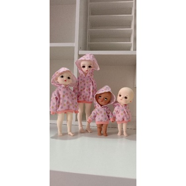 Áo hoodie gấu hồng  cho búp bê 1/6. xinyi. barbie. 1/8. ob11. bru....