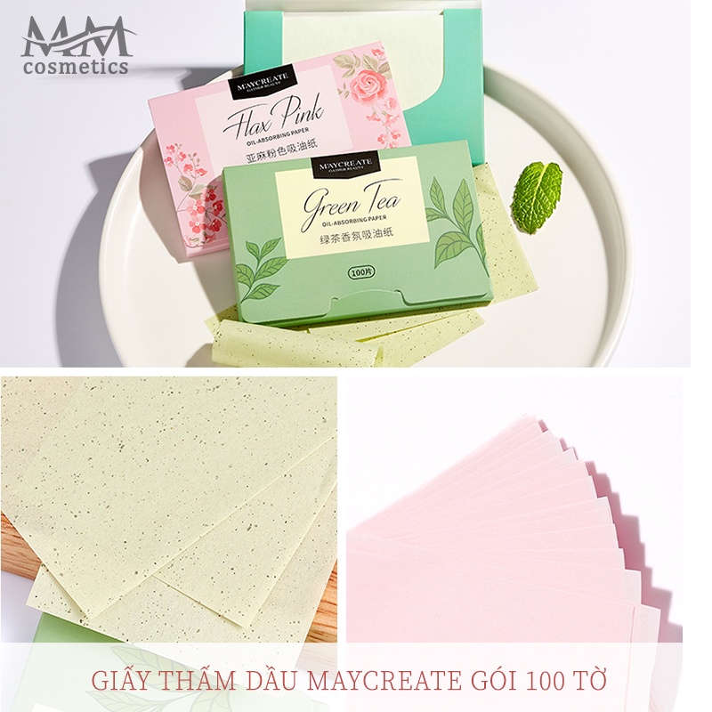 Giấy thấm dầu Maycreate cao cấp 100 miếng thấm hút nhanh chất liệu an toàn không gây kích ứng MM34