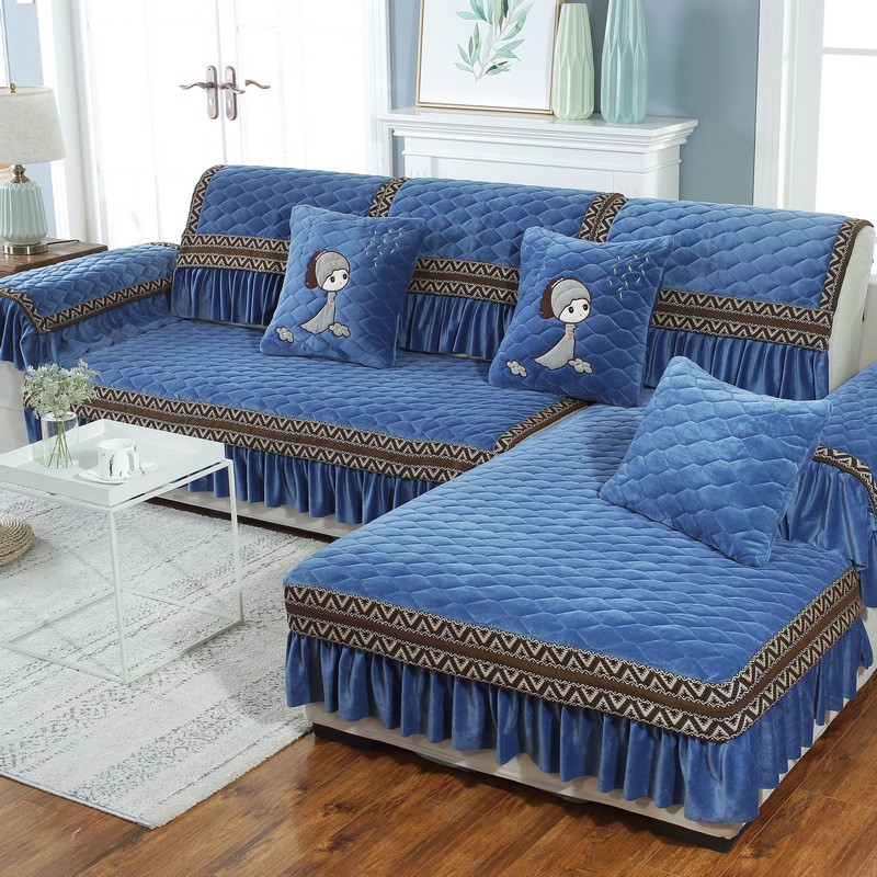 Bọc ghế sofa vải lông dày chống trượt phù hợp dùng mùa đông