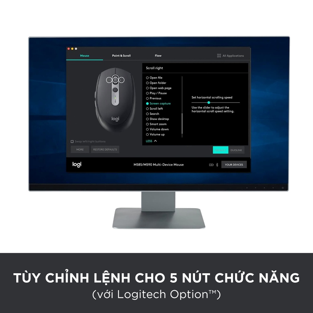 [Mã ELLOGIWL4 giảm 10% đơn 500K] Chuột không dây Bluetooth Logitech M585 - USB Unifying, 5 nút lập trình, đa thiết bị