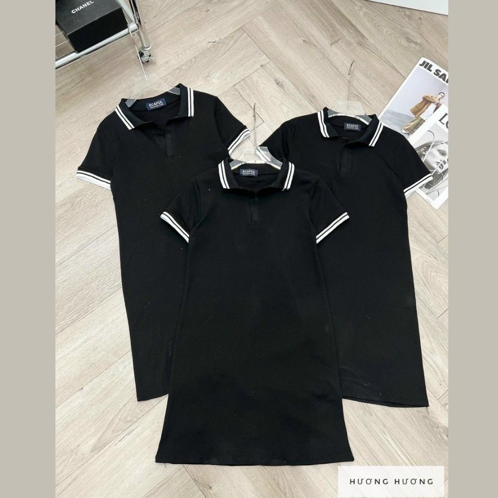 Váy polo nữ đen dáng suông Đầm polo đen công sở trẻ trung thanh lịch HN Clothing V49
