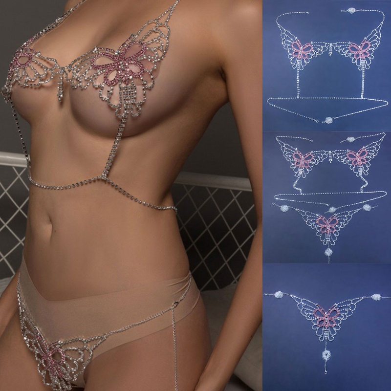 Bộ Bikini Mắt Xích Đính Đá Hình Bướm Thời Trang Cho Nữ YOUYO