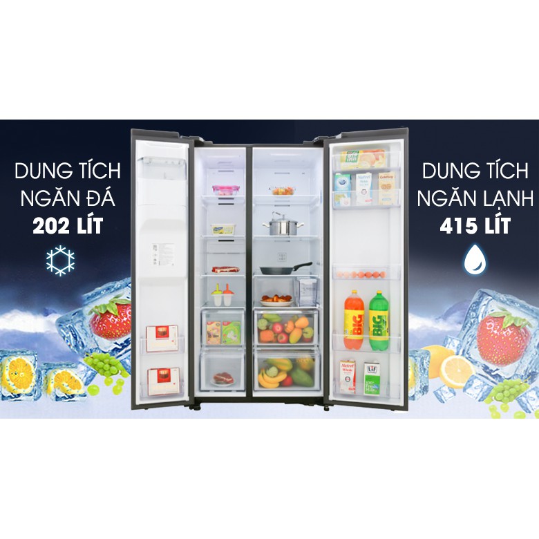 Tủ lạnh Samsung Inverter 617 lít RS64R5301B4/SV ,Làm lạnh,đá nhanh, Làm đá tự động Lấy nước bên ngoài, giao miễn phí HCM