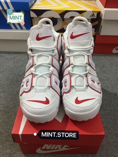 NEW CTY [FreeShip] [Xả Giá Sốc]. (Video cận cảnh) Giày Sneaker Air More Uptempo Trắng viền đỏ uy tín P new ༗ hot ↢