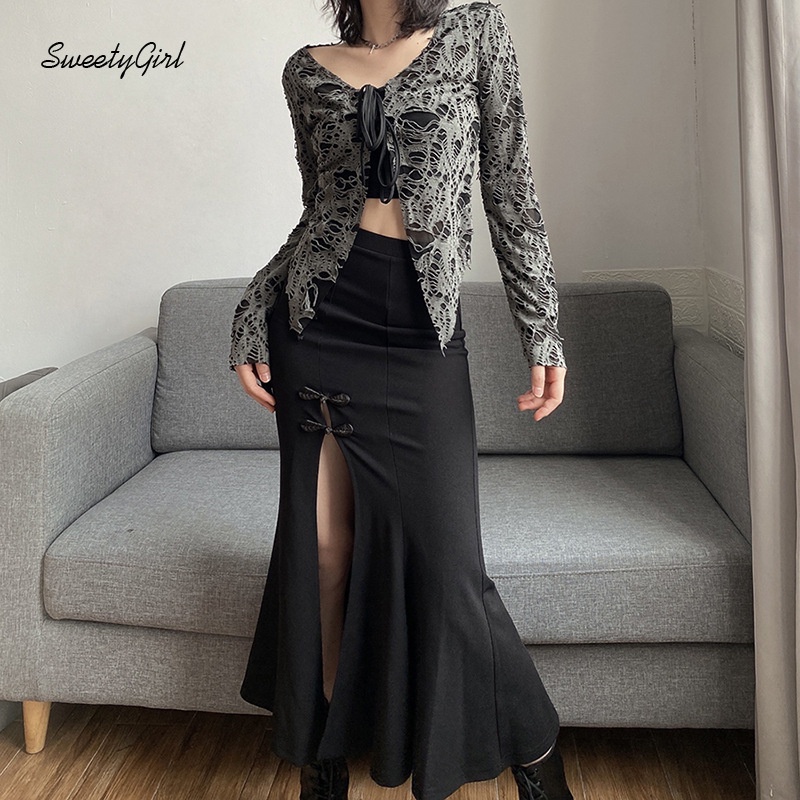 Chân Váy Đuôi Cá Midi Lưng Cao Màu Trơn Thời Trang 2022 Cho Nữ