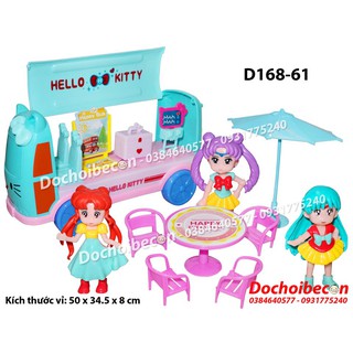 Xe búp bê bán hàng lưu động + 3 búp bê Thủy thủ mặt trăng D168-61