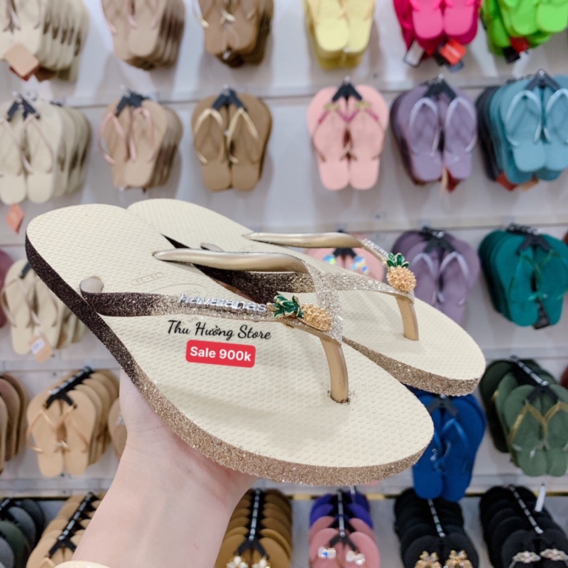 Dép HVN Kim tuyến viền loang Kem mix thơm nhỏ