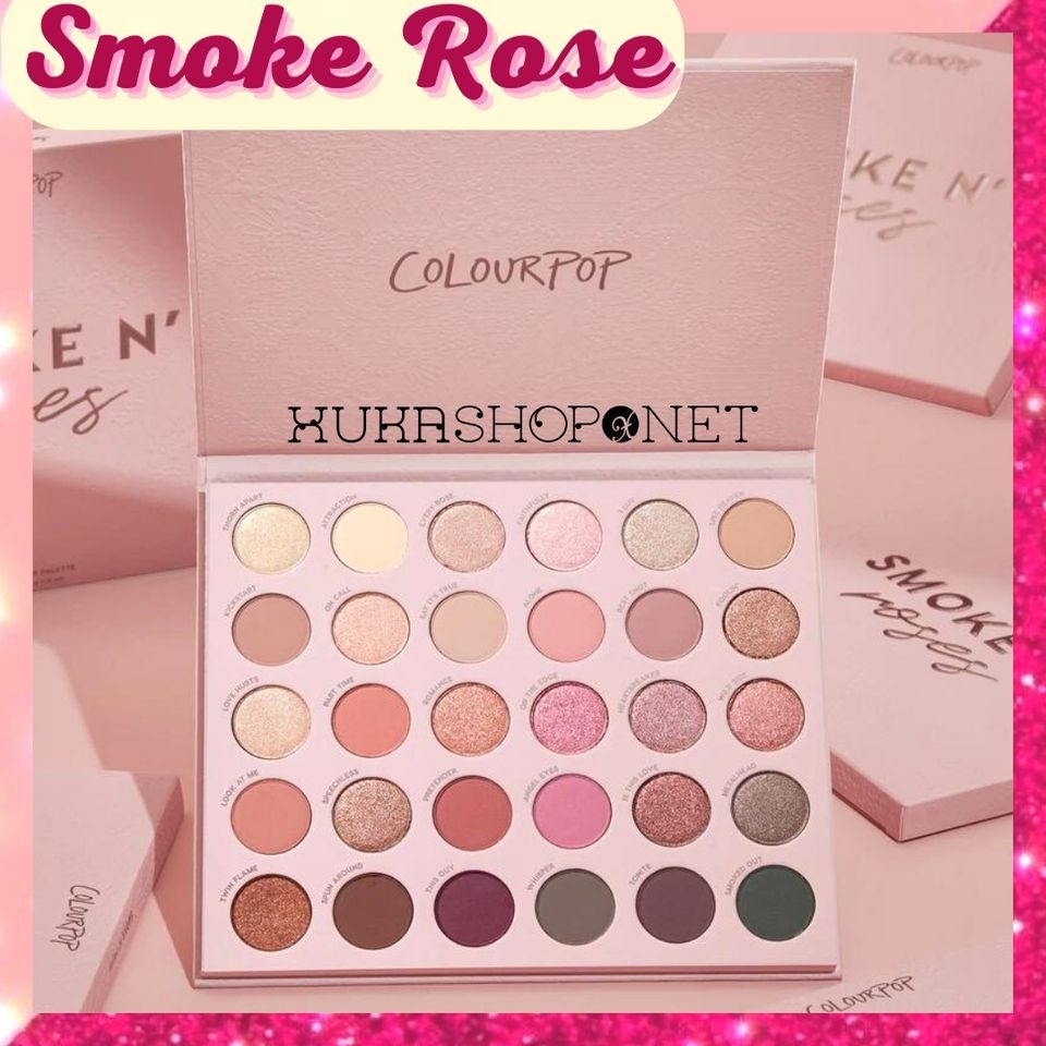 Bảng phấn mắt 30 ô màu Colourpop Smoke Rose trang điểm lâu trôi bền màu chống thấm nước