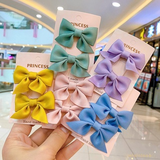 Set 2 kẹp tóc nơ bé gái phong cách công chúa nhiều màu sắc