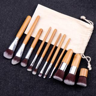 11 pcs/Pack Beauty Tools Makeup Brush Bamboo Handle