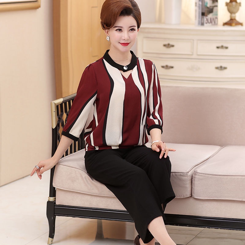 Áo Thun Tay Ngắn Thời Trang Mùa Hè Cho Phụ Nữ Trung Niên