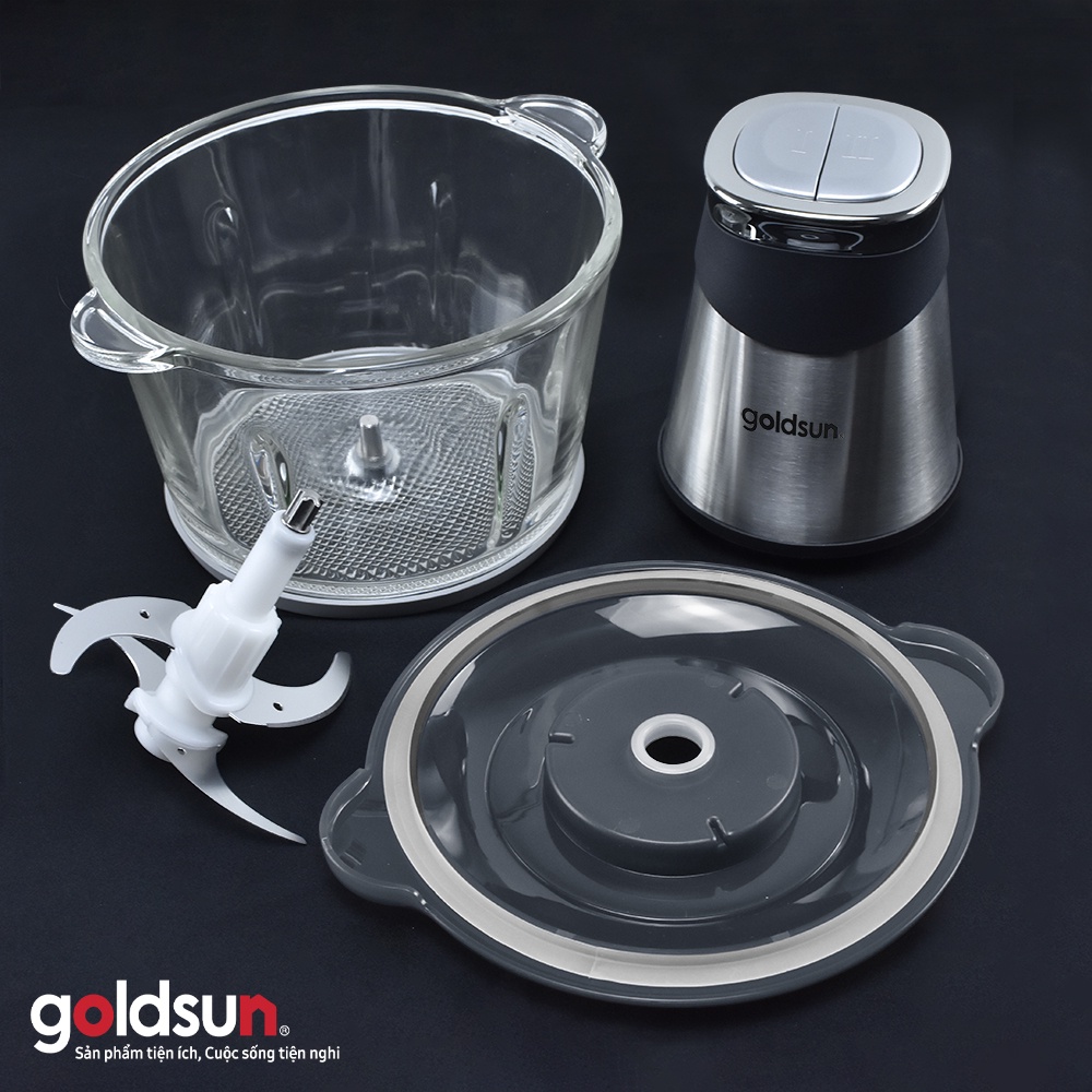 Máy xay thịt Goldsun GMC4740 500W 2L lưới dao 4 cánh inox 304 ko gỉ