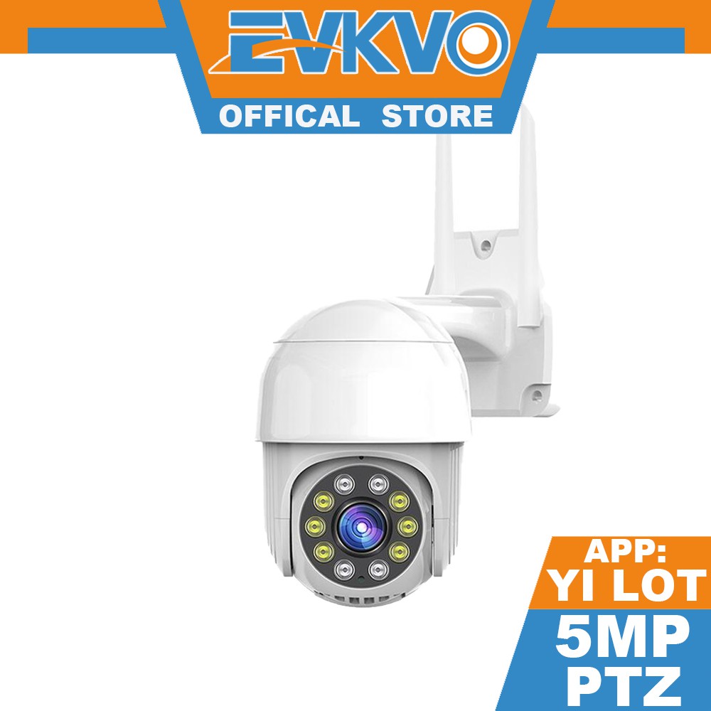 EVKVO - 10LEDs Tầm nhìn ban đêm đầy đủ màu sắc - YI LOT APP UHD 5MP WIFI CCTV Xoay không dây ngoài trời không thấm nước Outdoor PTZ IP Camera CCTV WIFI Security Camera Wireless Surveillance CCTV Camera Motion Detection Alarm Two-Way Audio