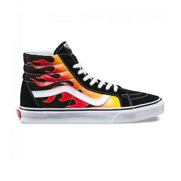 Giày Vans chính hãng - họa tiết hình lửa- cổ cao- đế giày trắng -da lót bên trong -UA SK8-Hi Reissue Flame - VN0A2XSBPHN