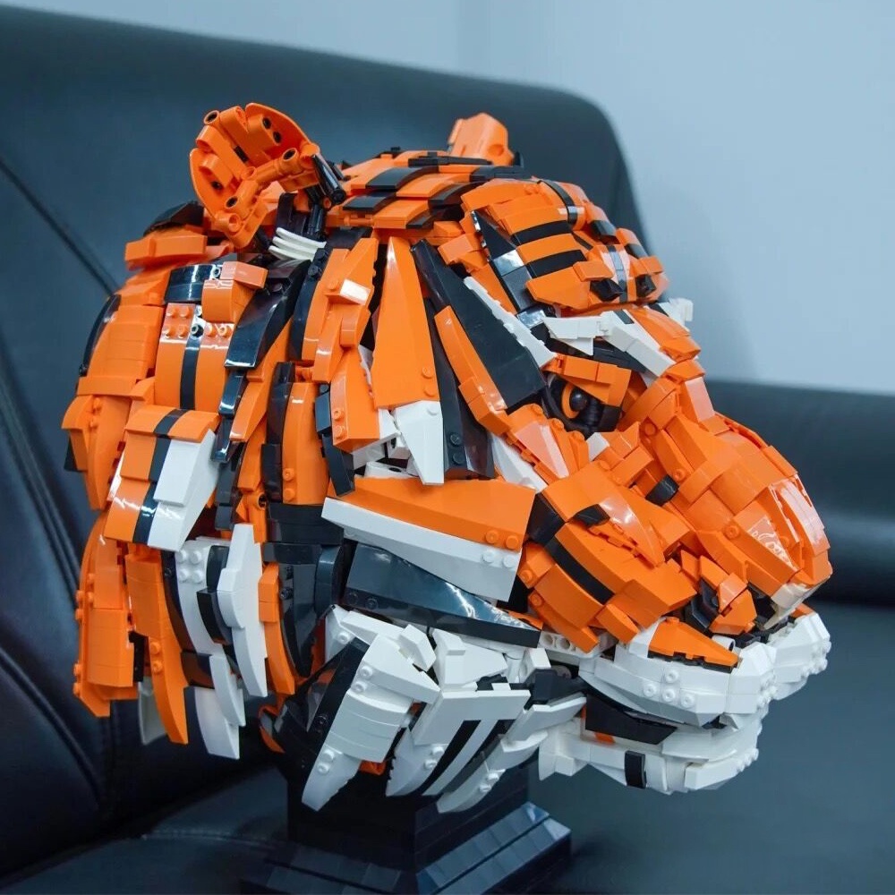 Đồ chơi Lắp ráp Mô hình đầu hổ Creative Moc Ideas Expert Zodiac Signs Tiger Head King of Beasts 103000  3000+PCS