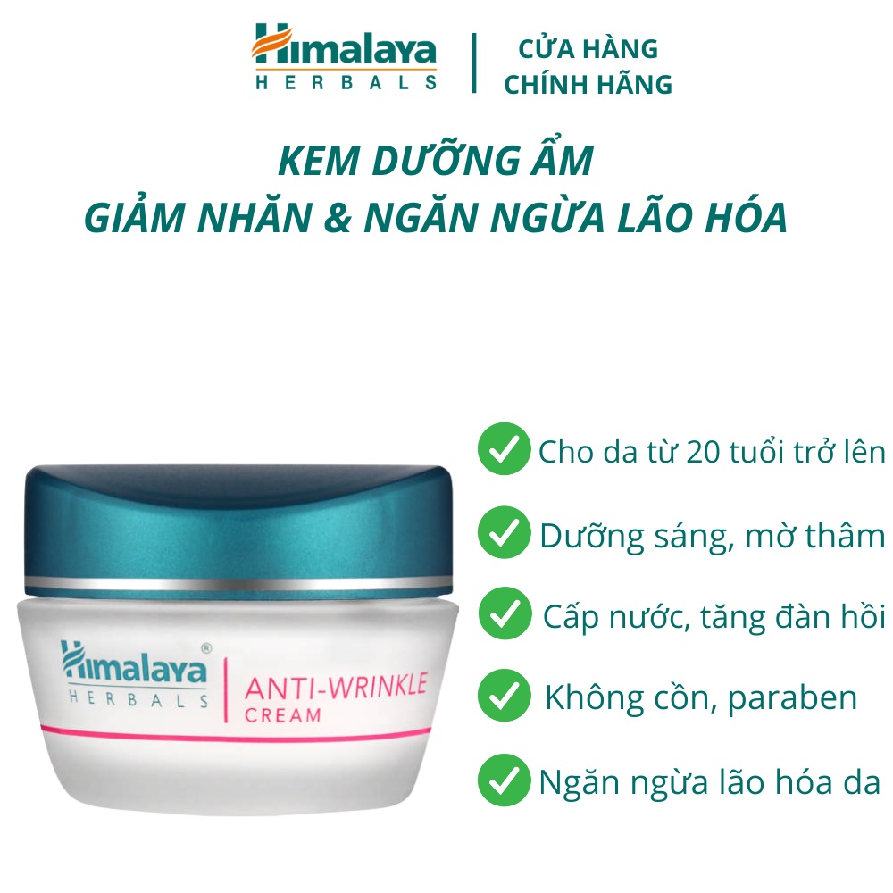 Kem dưỡng ẩm mờ thâm sạm, giảm nhăn và ngăn ngừa lão hóa Himalaya Anti Wrinkle 50g