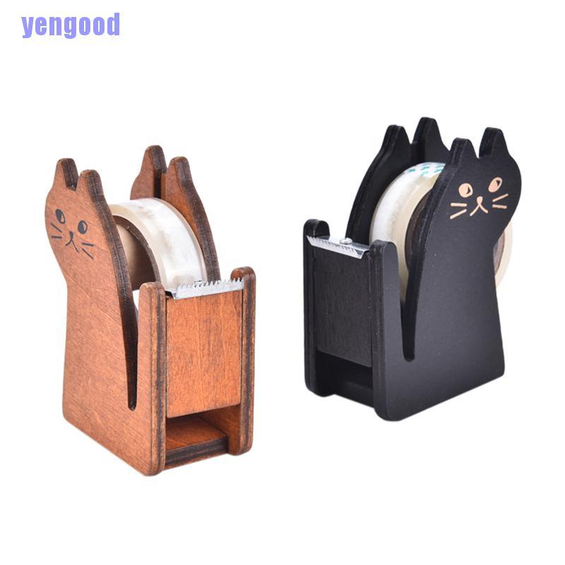 Dụng cụ cắt băng keo bằng gỗ hình mèo xinh xắn