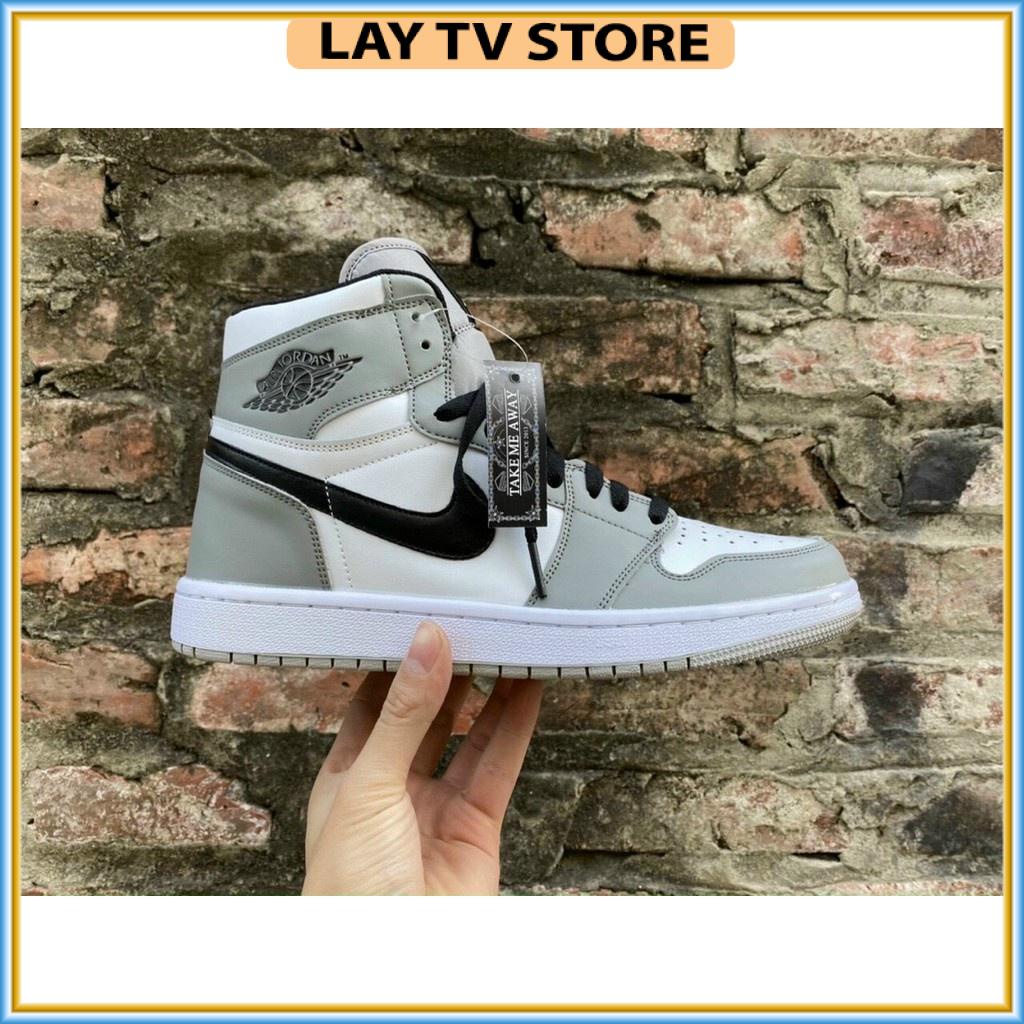 Giày Thể Thao Jordan cổ cao ⚡️𝕋ổ𝕟𝕘 𝕂𝕙𝕠⚡️ Giày JORDAN xám vạch đen cao cổ nam nữ cao cấp full box bill