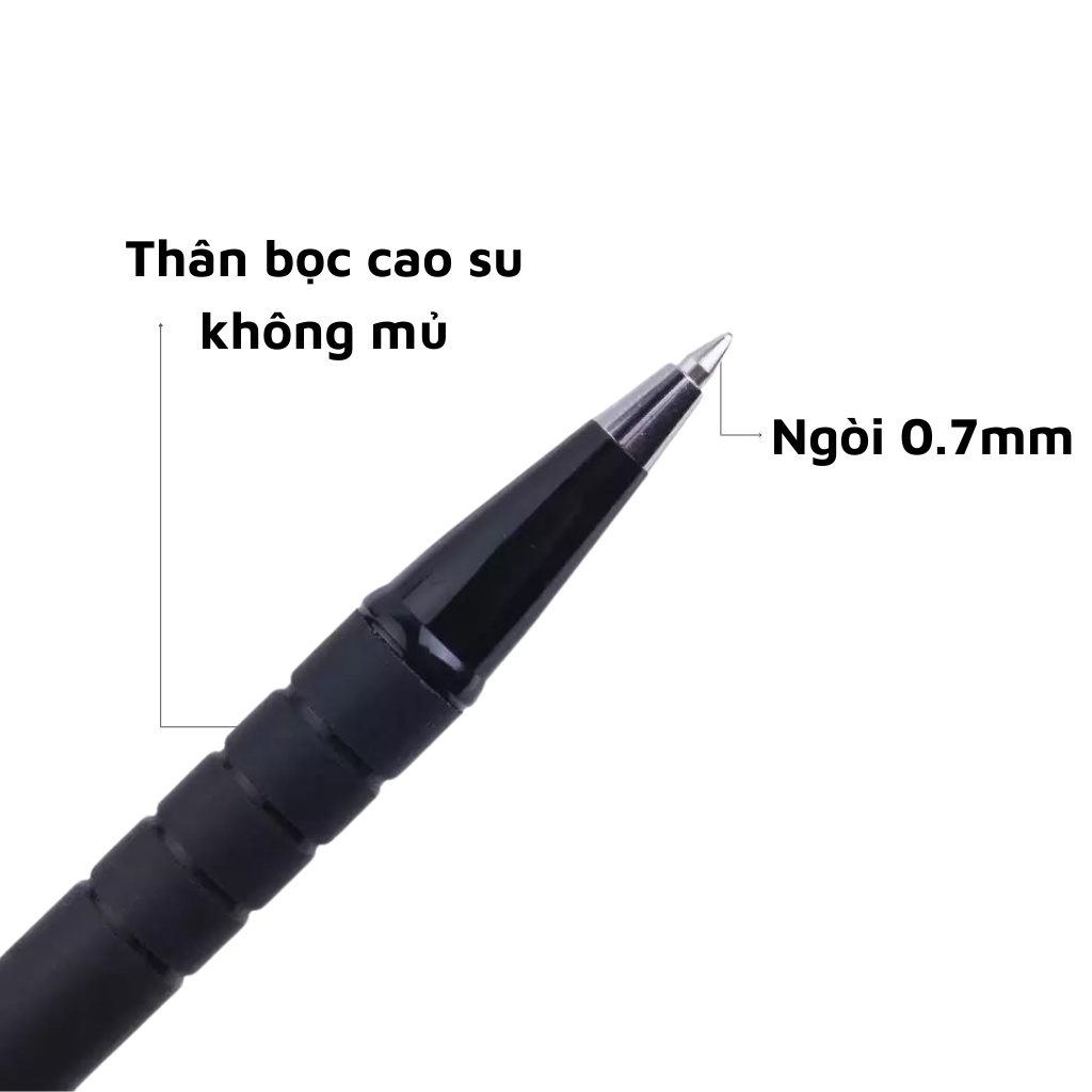 Bút Bi Nhật Bản Pentel BK250 Ngòi 0.7mm | Mực Êm Trơn | Vỏ Đen Cao Su Sang Trọng | Có Ngòi Thay Thế Xanh/ Đen Tiện Lợi |