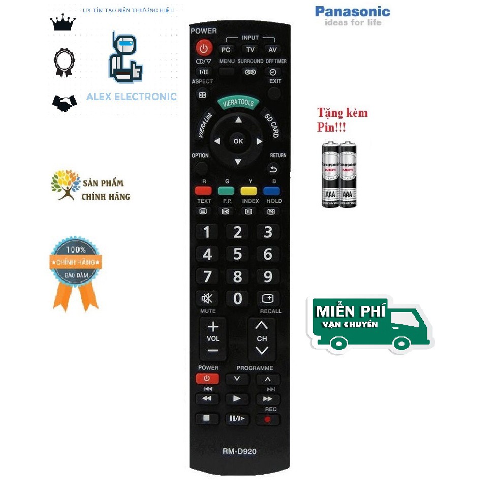 REMOTE ĐIỀU KHIỂN TIVI PANASONIC LCD/LED RM-D920-Điện tử Alex-tặng kèm pin