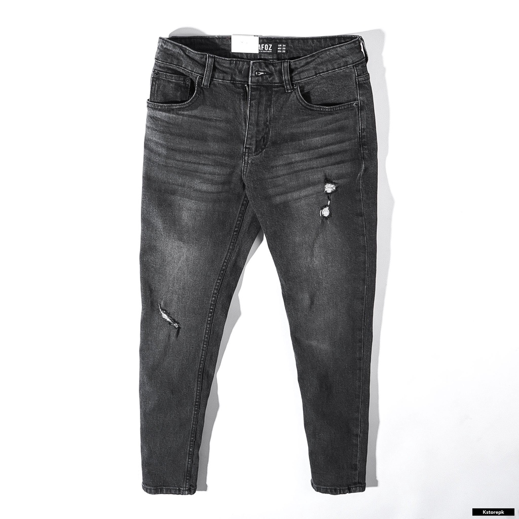 Quần jean xám rách RAFOZ 220002 dáng slimfit trẻ trung co giãn KSTORE