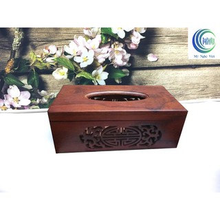 Hộp khăn giấy gỗ hương (nắp trơn)