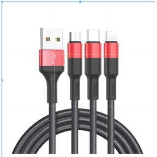 ✢chính hãng✢cáp sạc nhanh 2a hoco x26 - 3 đầu ✔lightning ✔micro-usb ✔type-c