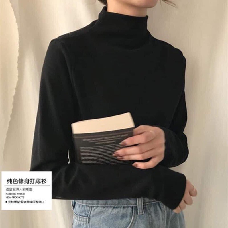 Áo Giữ Nhiệt Nữ Lót Nỉ Cổ 3 Phân Nhiều Màu