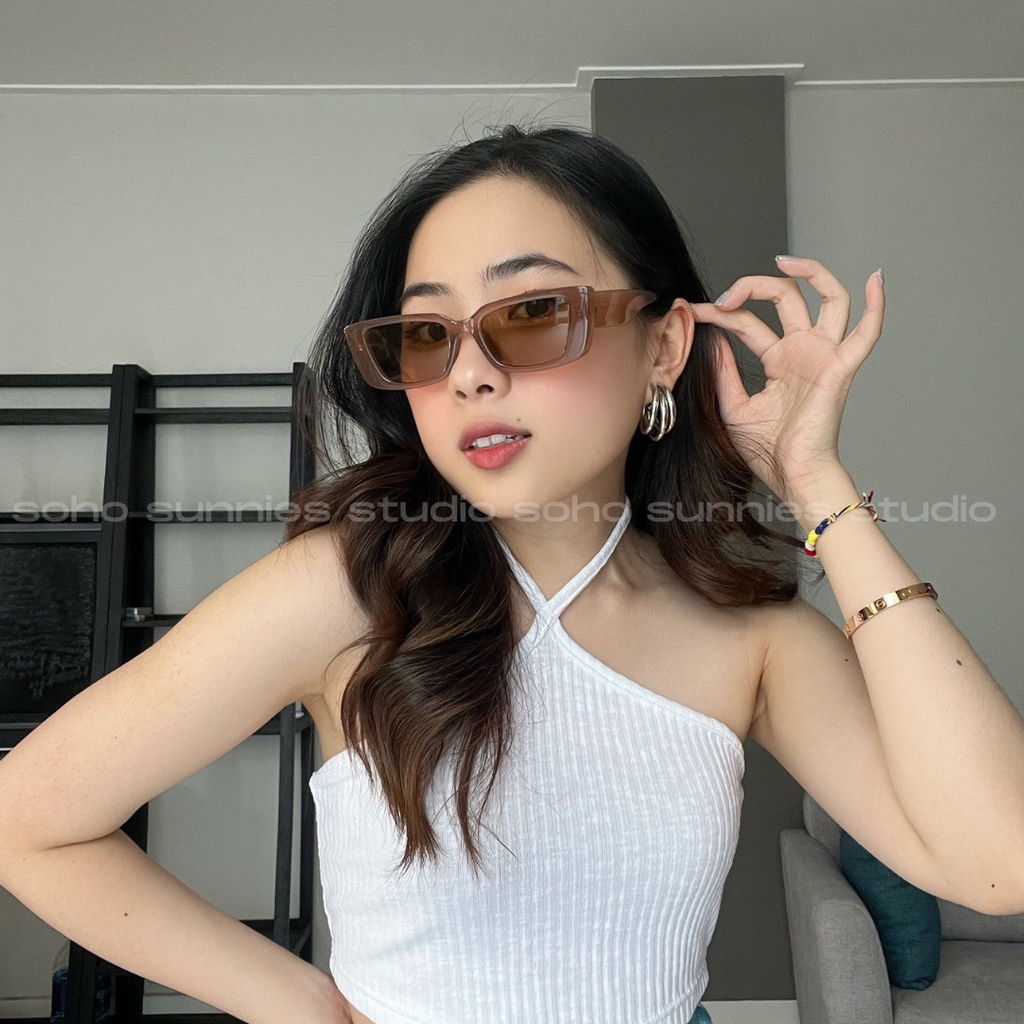 Kính mát nam nữ thời trang Soho Studio gọng chữ nhật JULLIET GM hot trend, tròng màu đen ngầu, nâu, xanh, chống ánh sáng