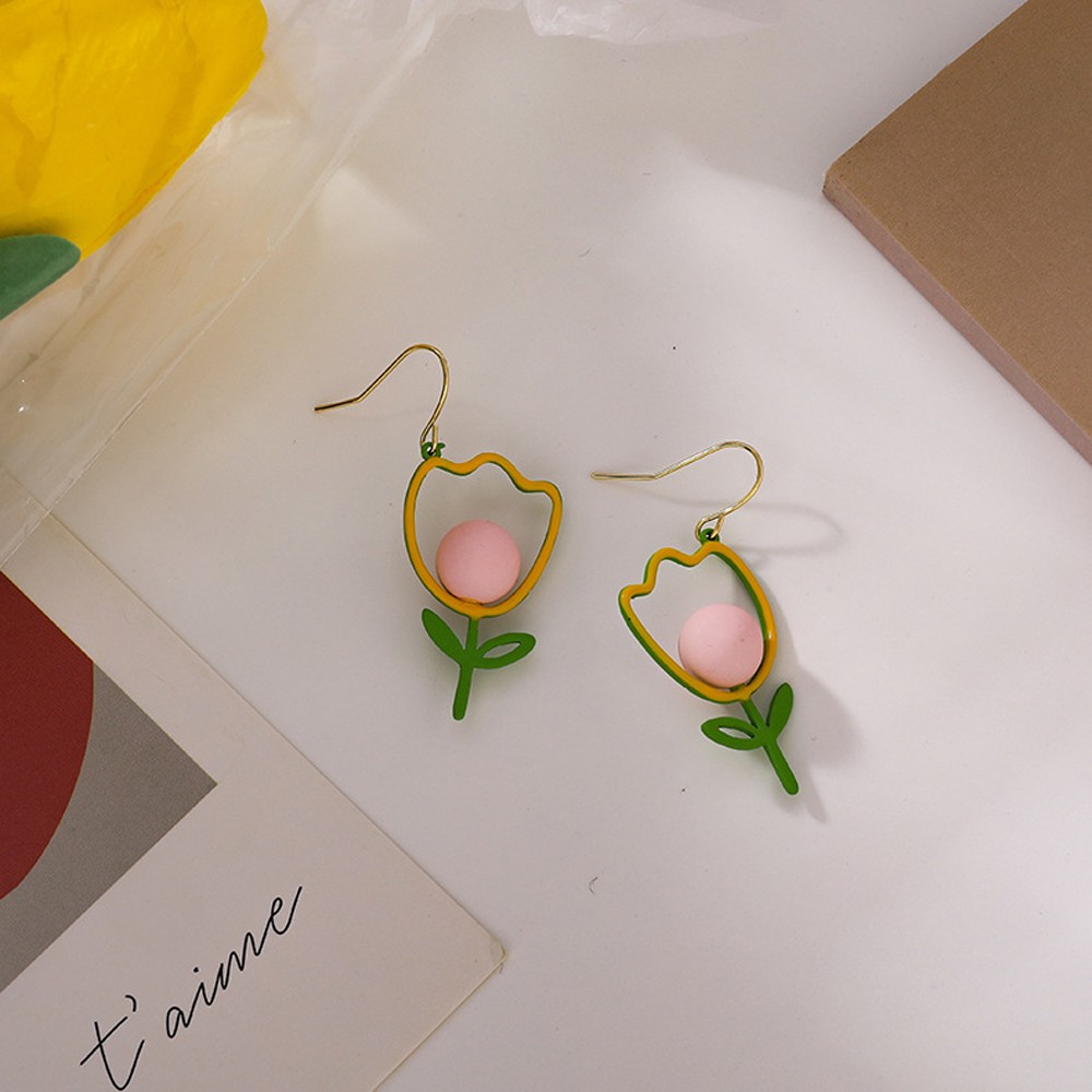 Bông Tai Thời Trang Hình Hoa Tulip Nhiều Màu Đáng Yêu Cho Nữ