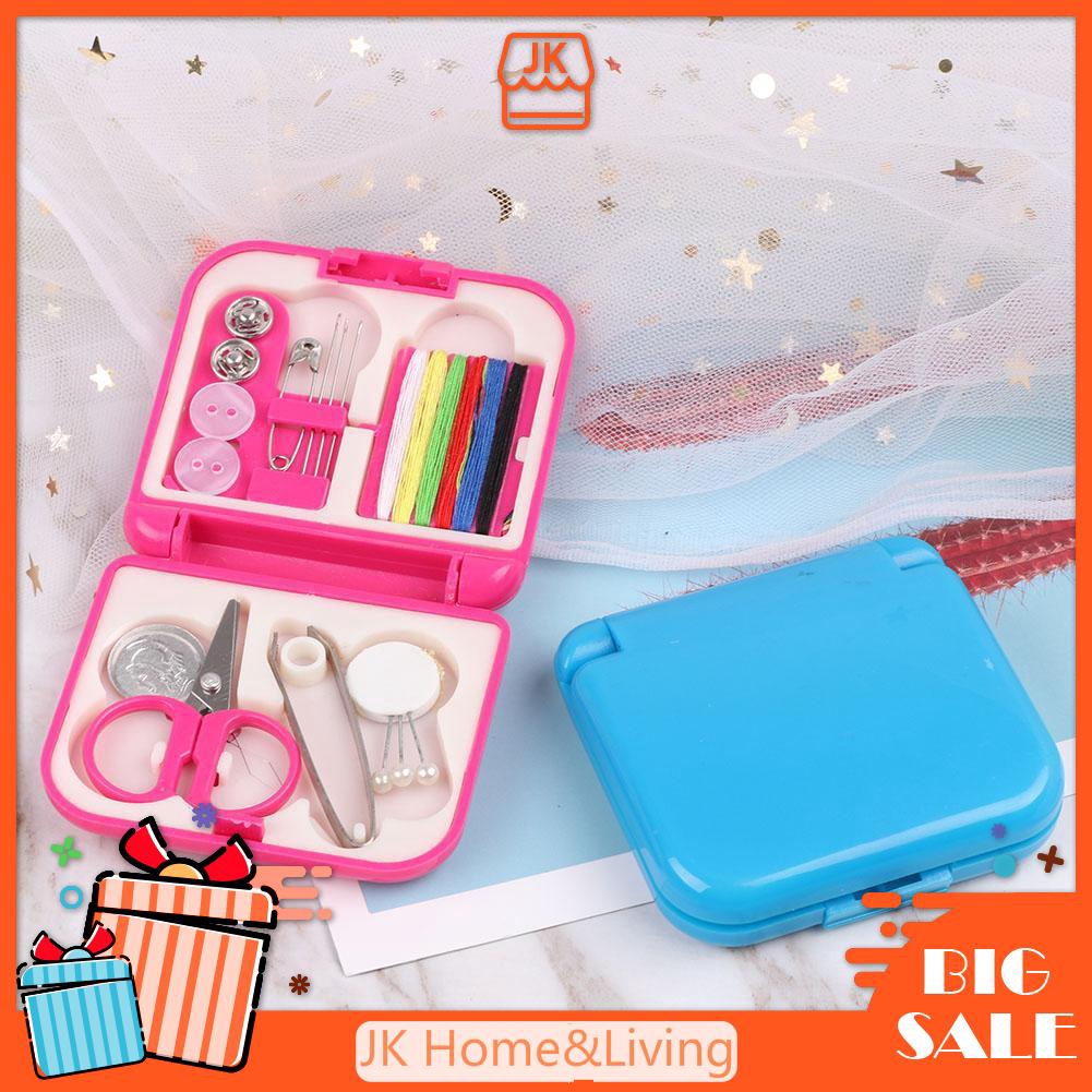 Bộ dụng cụ kim chỉ thêu có hộp đựng bằng nhựa kích thước nhỏ gọn du lịch dã ngoại tiện lợi