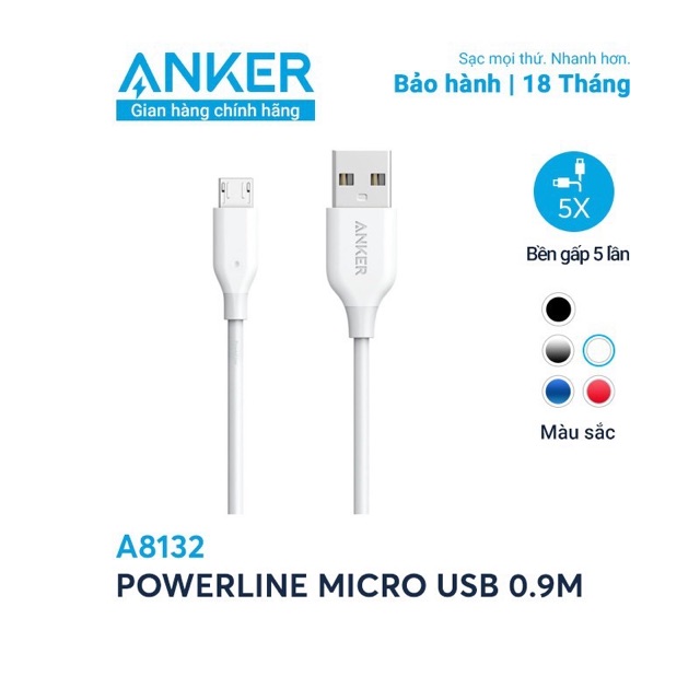 Cáp sạc ANKER  Micro USB dài 0.9m