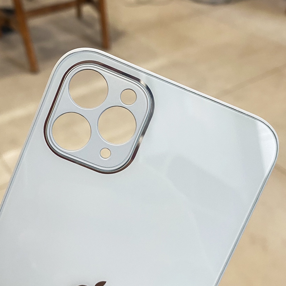 Ốp Lưng Iphone Mặt Lưng Kính Viền vuông Silicon Cho IP 6 6s 7 8 Plus SE X XS XSM 11 12 13 pro Max