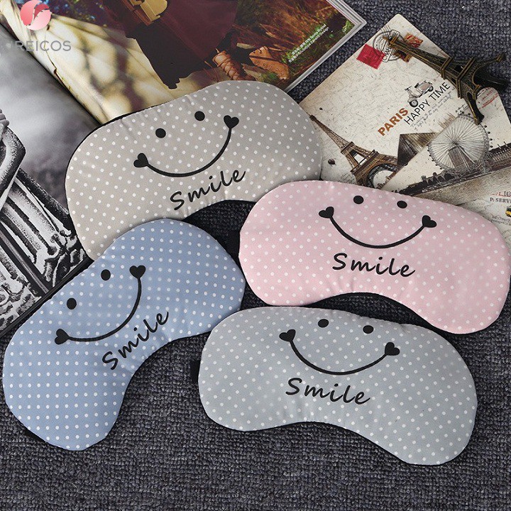 FREESHIP TOÀN QUỐC 50K - Bịt Mắt Ngủ Miếng Che Mắt Ngủ In Chữ Smile Có Túi Gel