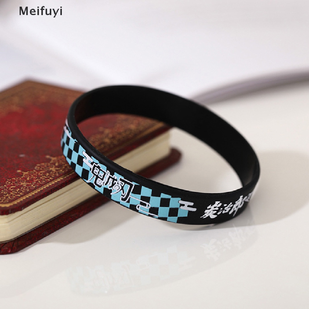 [Meifuyi] 1pc Demon Slayer Bracelet Silica Gel Cartoon Bangles Anime japan Demon Slayer COD