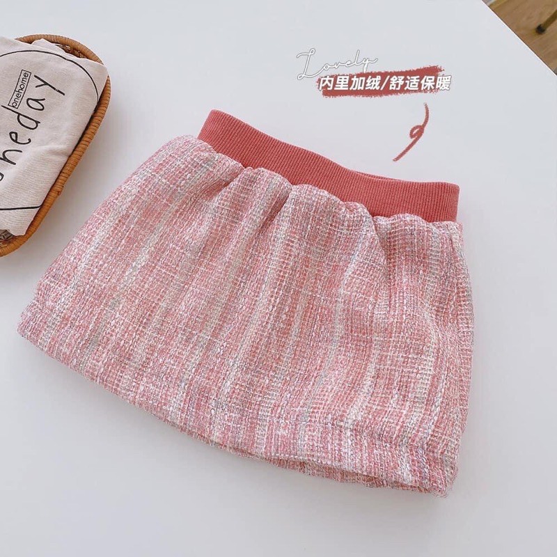 Set váy dạ lót lông tiểu thư cho bé